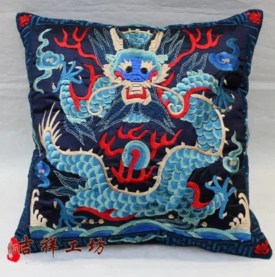 Embroidered Dragon Cushion-ToShay.org