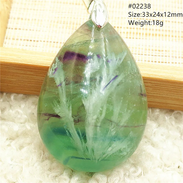 Green Feather Fluorite Pendant-ToShay.org