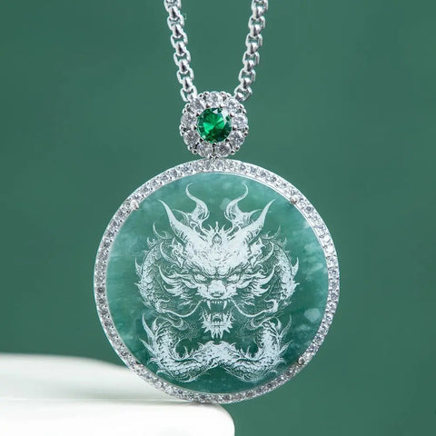 Green Jade Dragon Pendant-ToShay.org