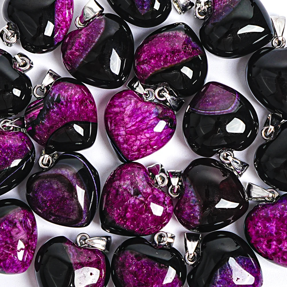Pink Rose Black Heart Pendants-ToShay.org