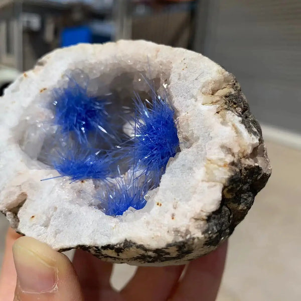 Blue Hair Azurite Crystal Cluster-ToShay.org