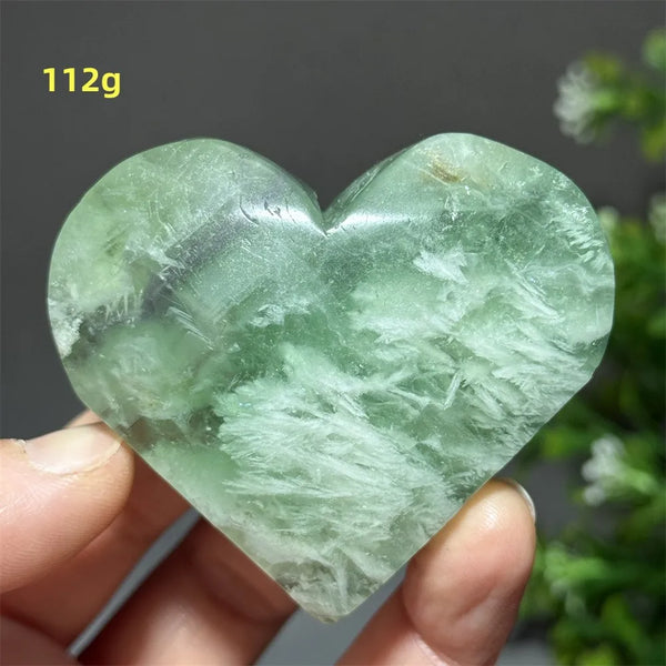 Green Feather Fluorite Heart-ToShay.org
