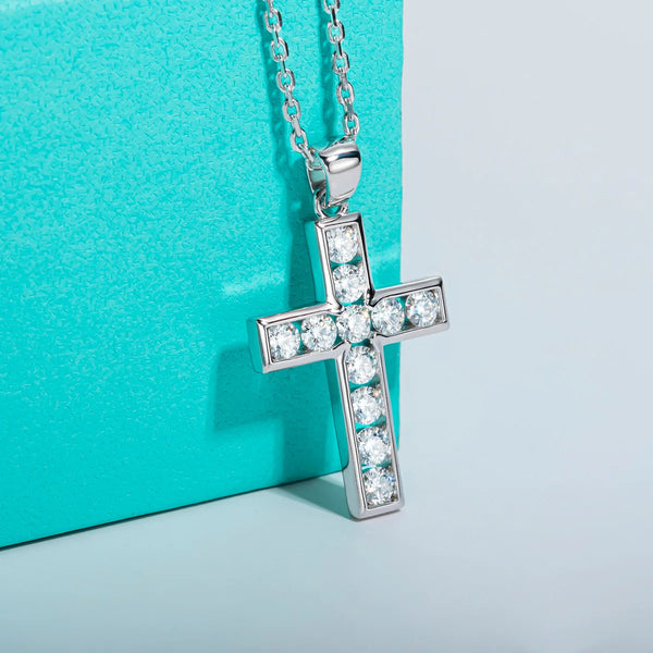 Silver Diamond Cross Pendant-ToShay.org
