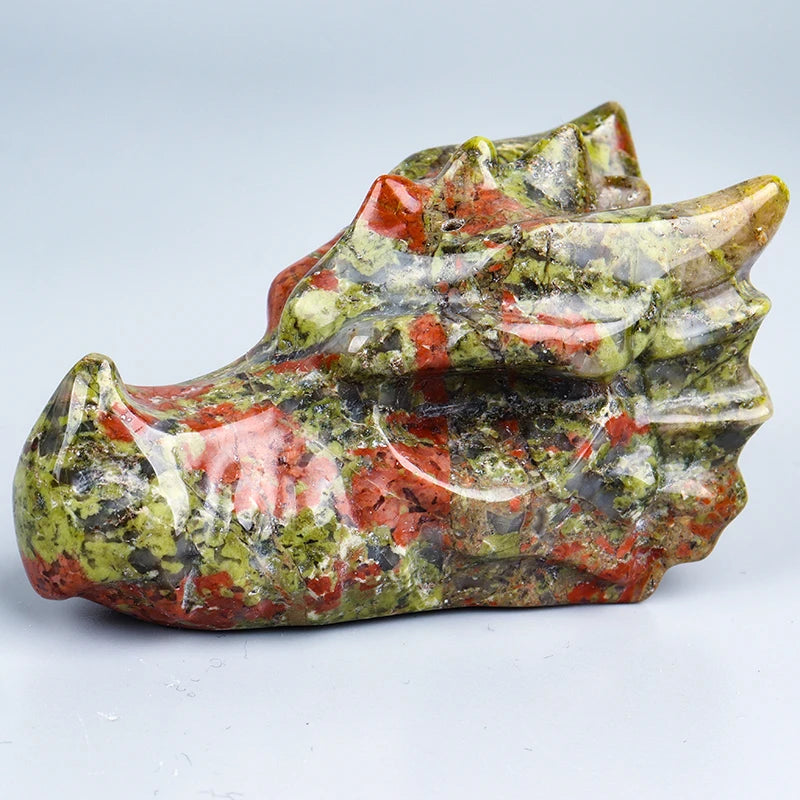 Green Unakite Dragon Skulls-ToShay.org