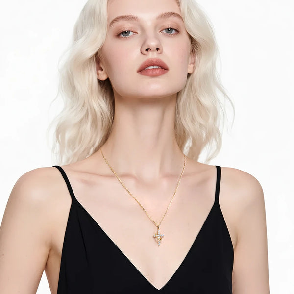 Silver Crystal Cross Pendant-ToShay.org