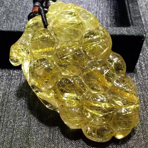 Gold Rutilated Quartz Pendant-ToShay.org