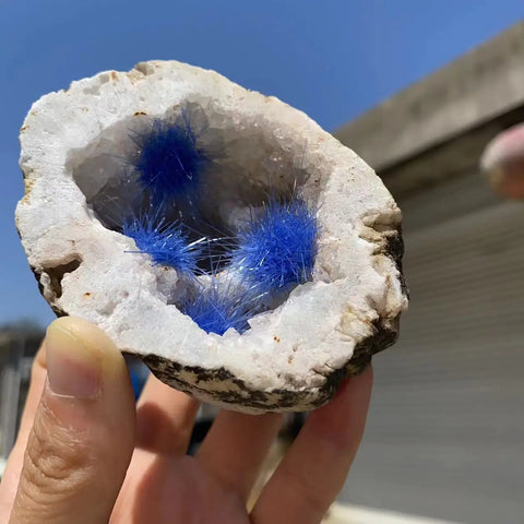 Blue Hair Azurite Crystal Cluster-ToShay.org