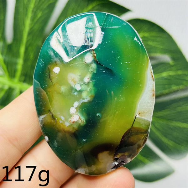 Green Flower Agate Palm Stone-ToShay.org