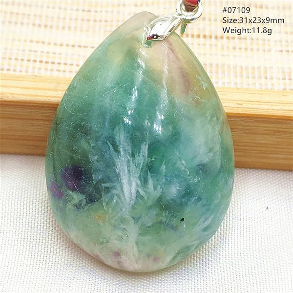 Green Feather Fluorite Pendant-ToShay.org