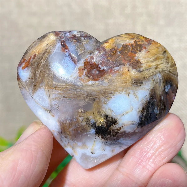 Yellow Hair Agate Heart-ToShay.org