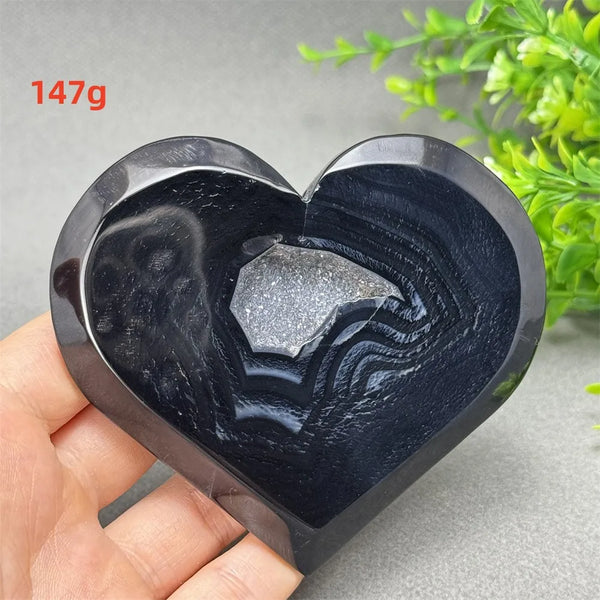 Black Agate Geode Heart-ToShay.org