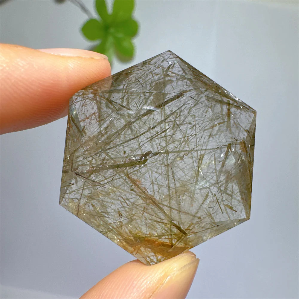Green Tourmaline Rutile Hexagon-ToShay.org