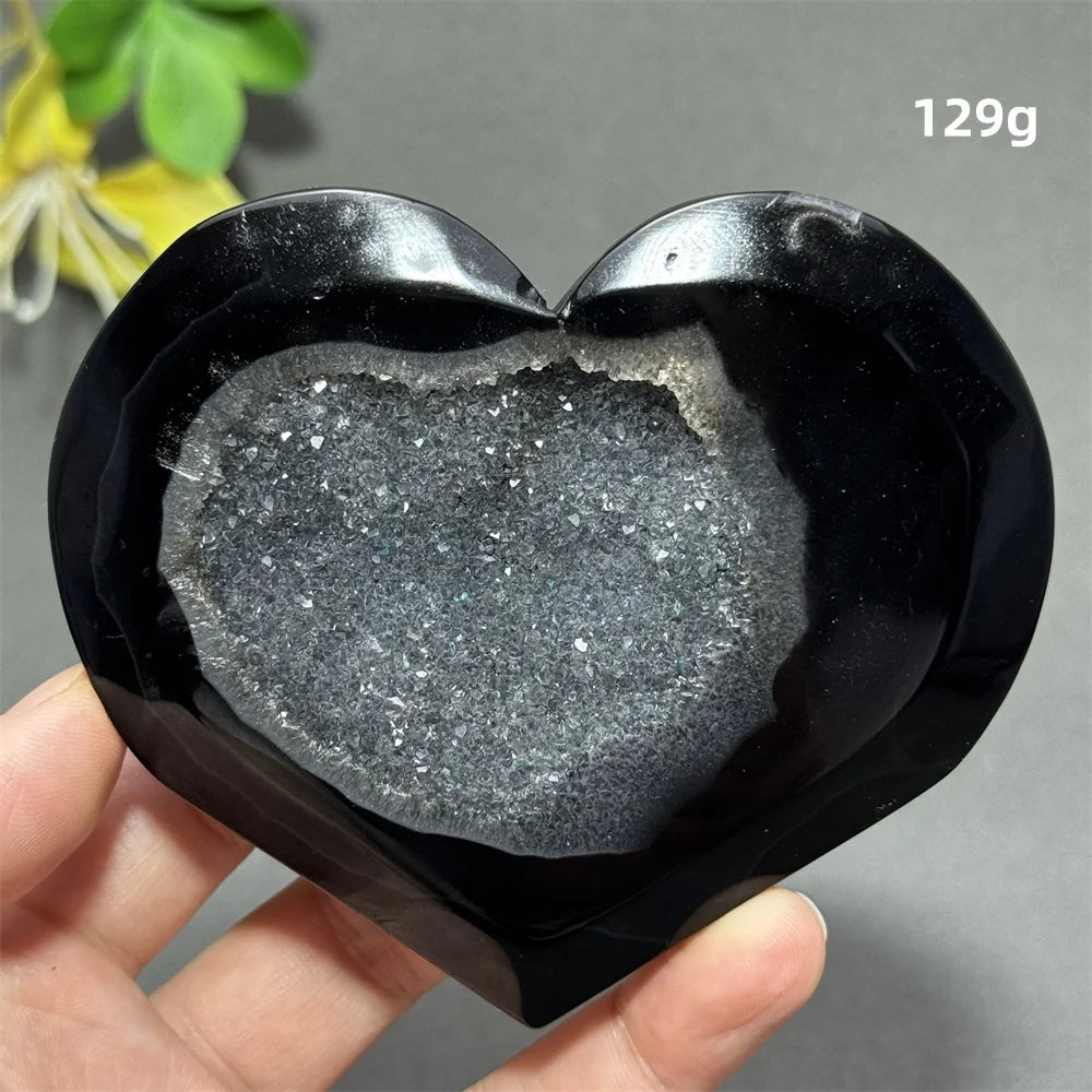 Black Agate Geode Heart-ToShay.org