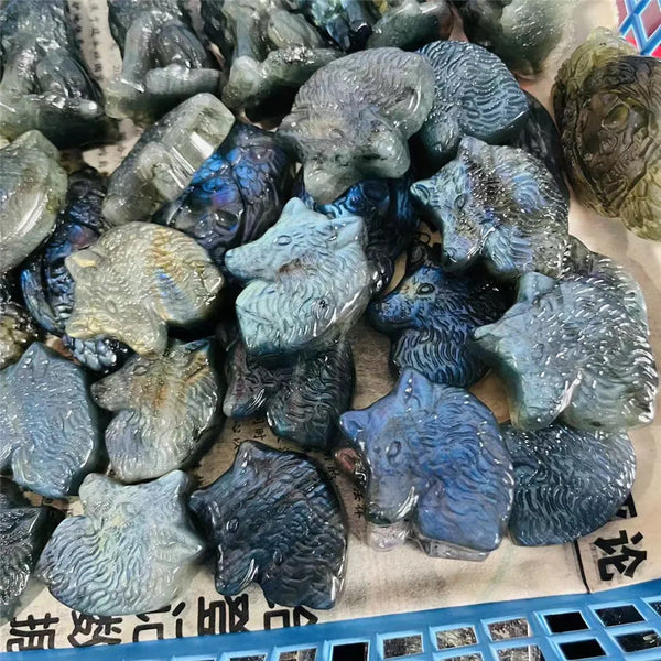 Blue Labradorite Wolf Head-ToShay.org