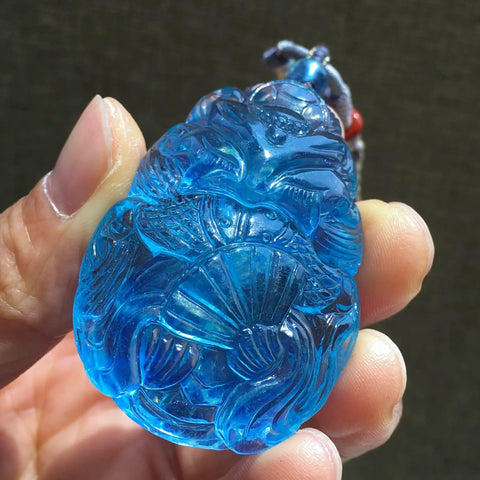 Blue Aquamarine Fox Pendant-ToShay.org