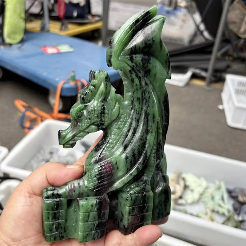 Green Ruby Zoisite Dragon-ToShay.org