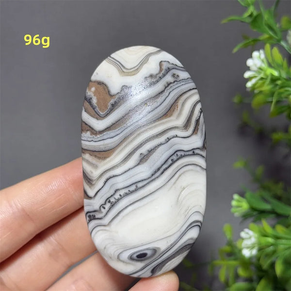 Grey Striped Calcite Palm Stone-ToShay.org