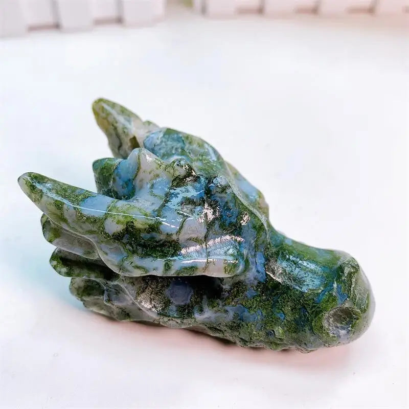 Green Moss Agate Dragon Head-ToShay.org
