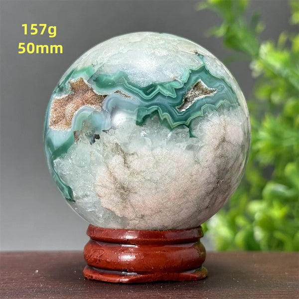 Green Cherry Blossom Agate Ball-ToShay.org