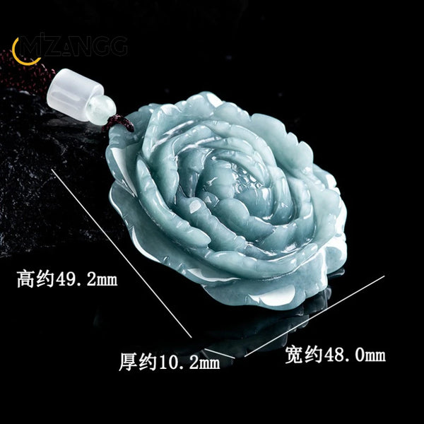 Blue Jadeite Flower Pendant-ToShay.org