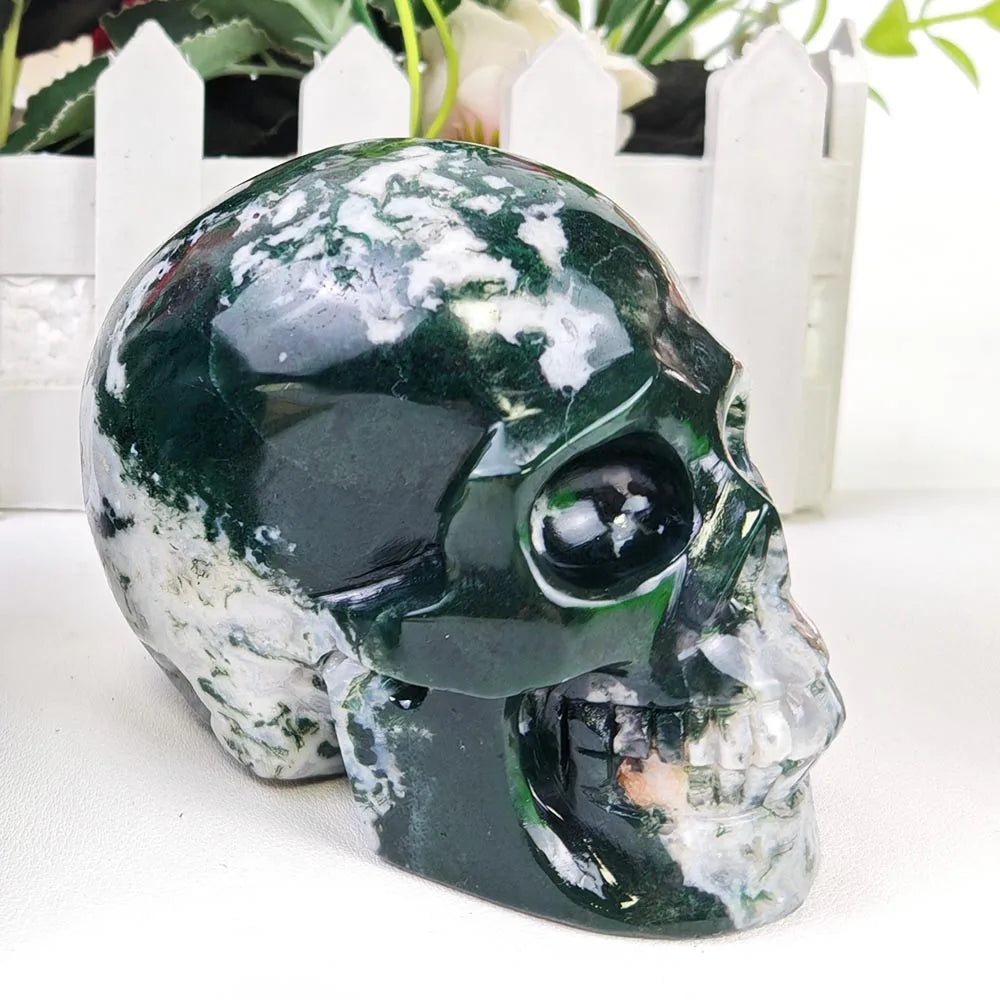 Green Moss Agate Skull-ToShay.org