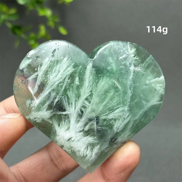 Green Feather Fluorite Heart-ToShay.org