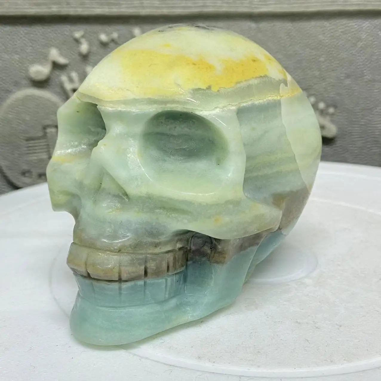Natural Sky Blue Amazon Crystal Skull Energy Gemstone, Meditation, Reiki Healing Room,-ToShay.org