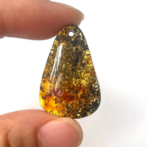 Yellow Piebald Amber Pendant-ToShay.org