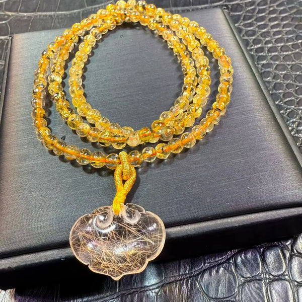 Gold Rutilated Quartz Wrap Bracelet-ToShay.org