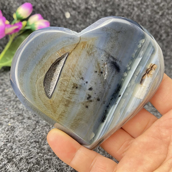 Grey Agate Geode Heart-ToShay.org