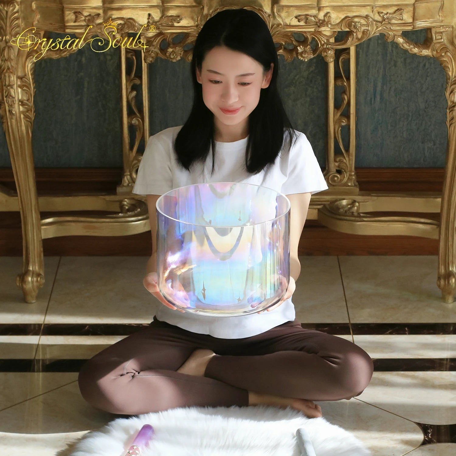 Clear Aurora Crystal Singing Bowl-ToShay.org