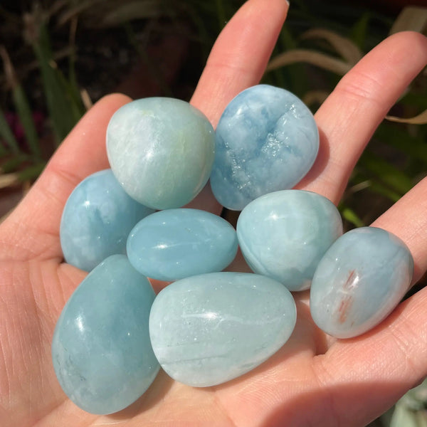 Blue Aquamarine Tumbled Stones-ToShay.org