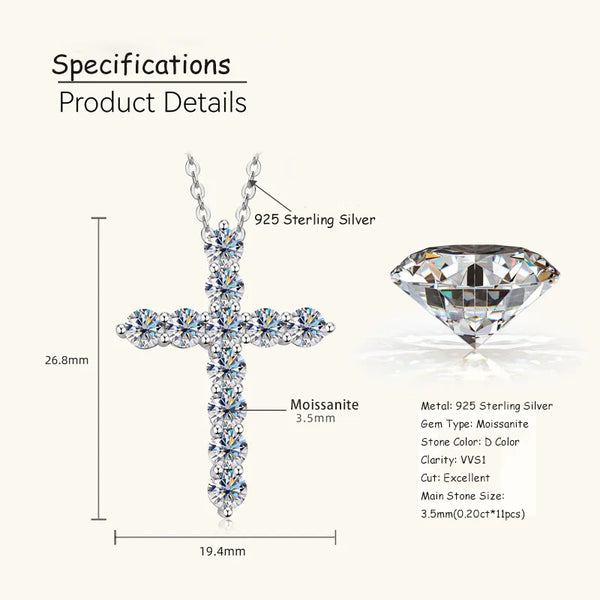 Silver Diamond Cross Pendant-ToShay.org