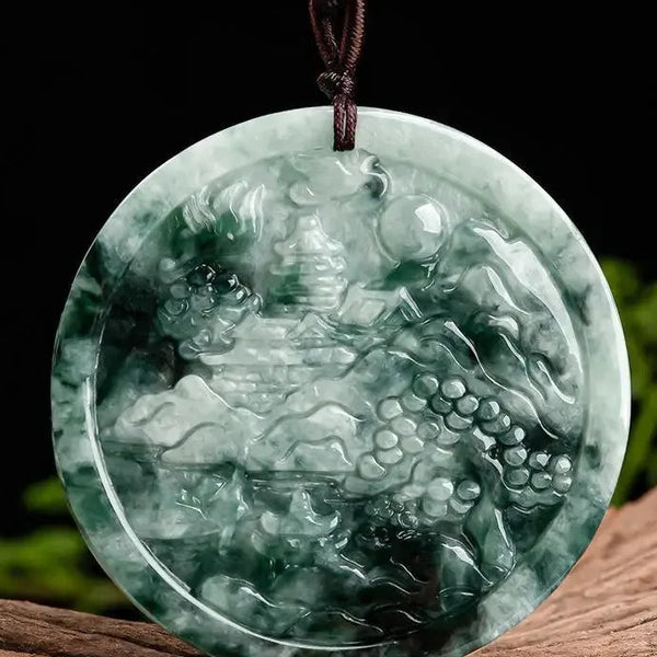 Green Jade Landscape Pendant-ToShay.org