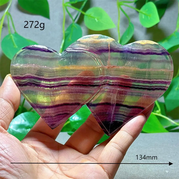 Rainbow Fluorite Double Heart-ToShay.org