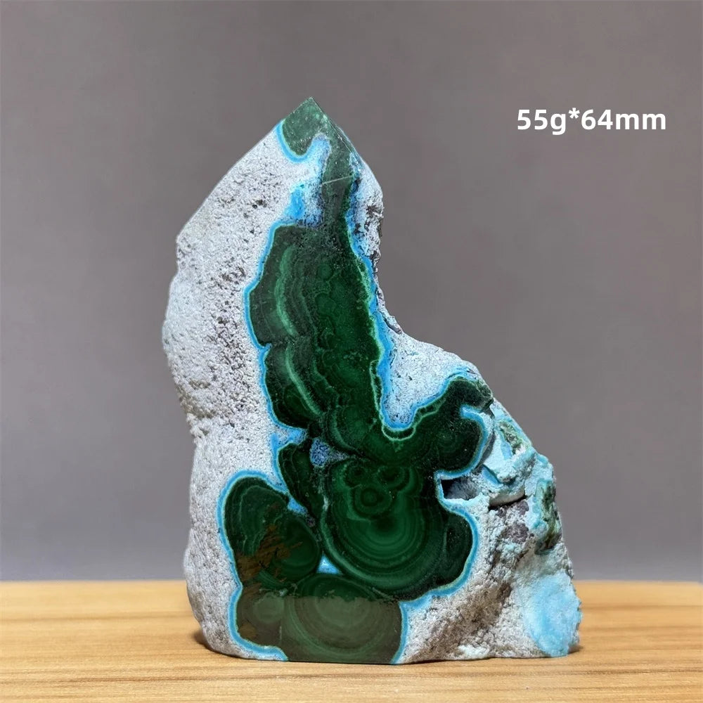 Blue Chrysocolla Malachite Point-ToShay.org