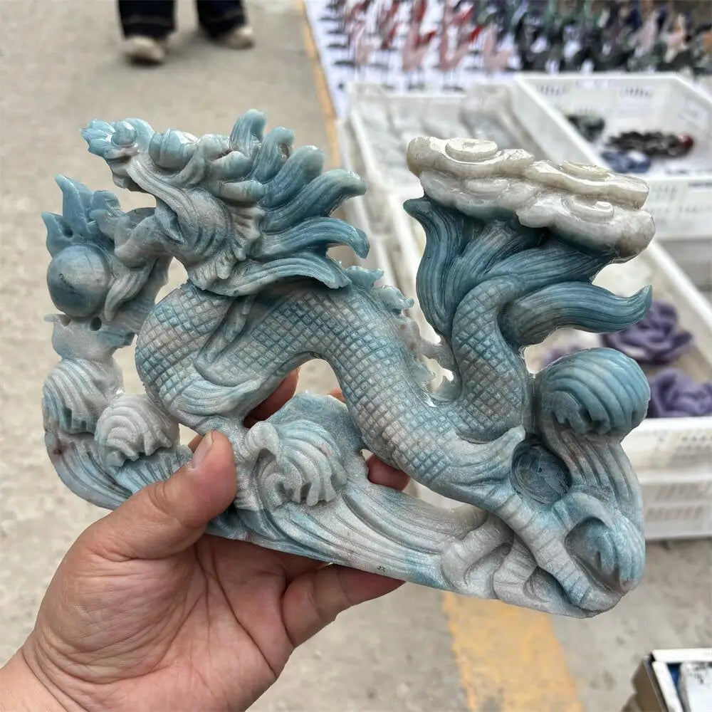 Blue Amazonite Jade Dragon-ToShay.org