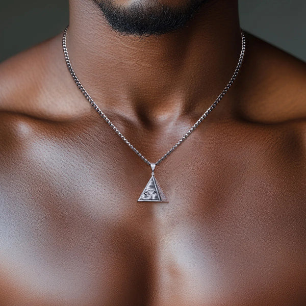 Silver Horus Eye Pyramid Pendant-ToShay.org