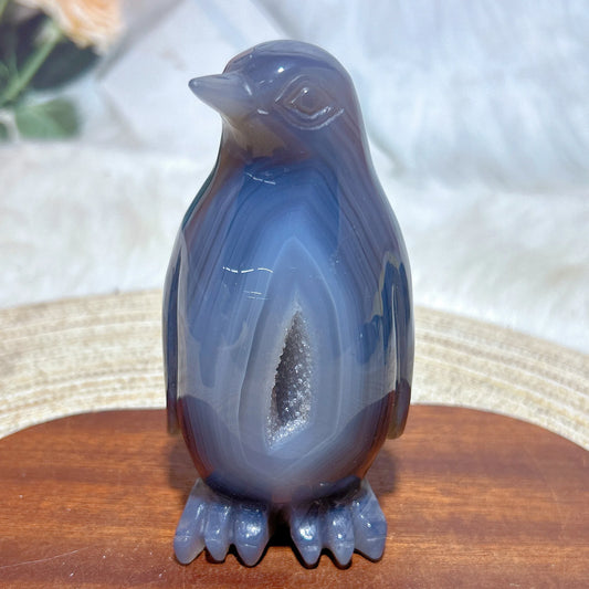 Grey Agate Geode Penguin-ToShay.org