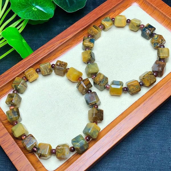 Yellow Pietersite Cube Bracelet-ToShay.org