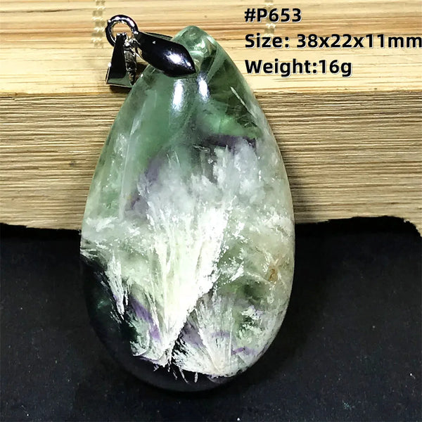 Green Feather Fluorite Pendant-ToShay.org