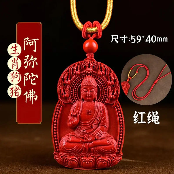 Red Cinnabar Buddha Pendant-ToShay.org
