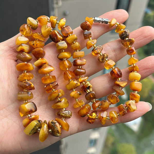Yellow Amber Bead Necklace-ToShay.org