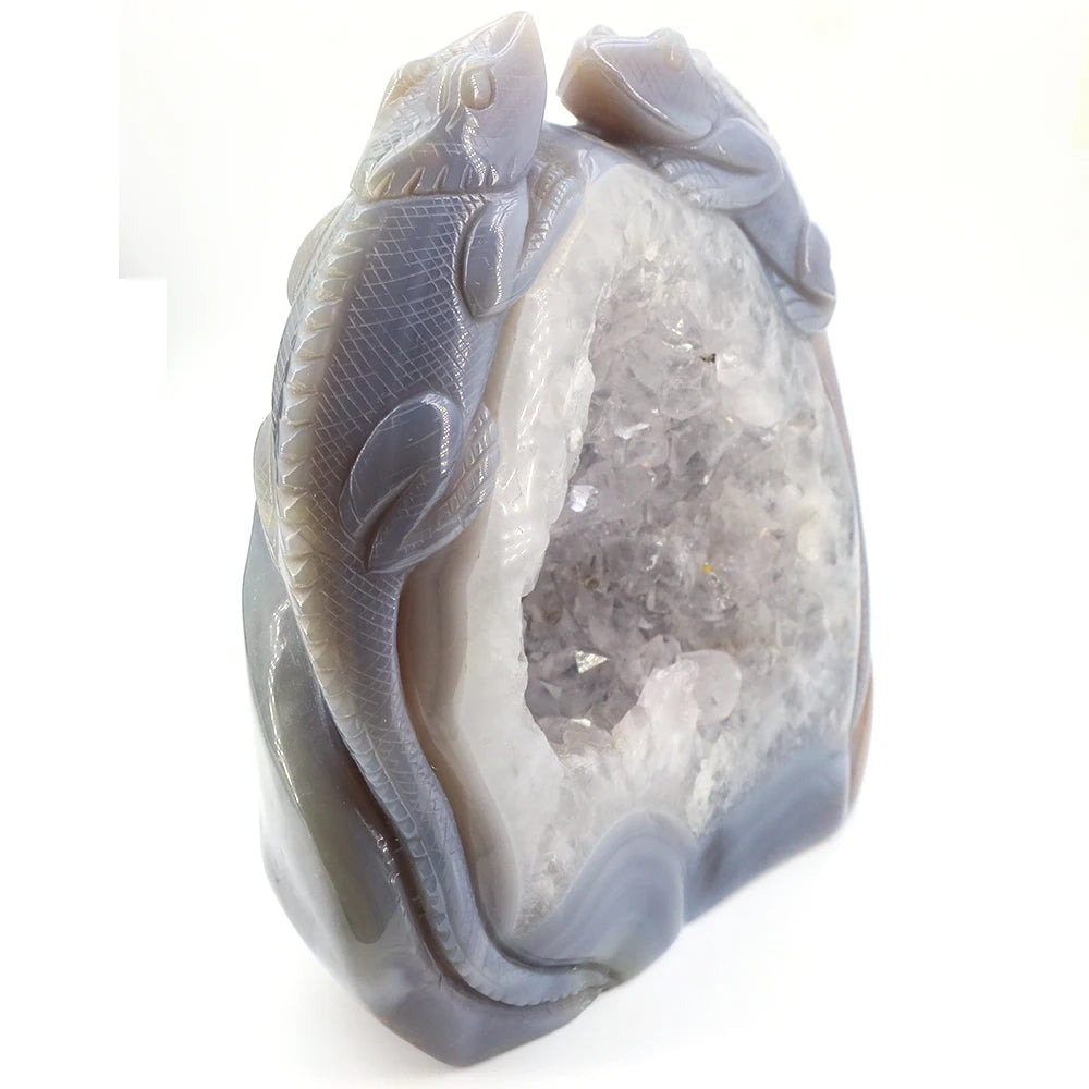 Grey Agate Geode Lizard-ToShay.org