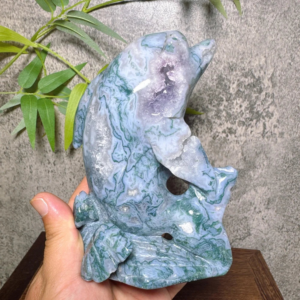 Green Moss Agate Dolphin-ToShay.org