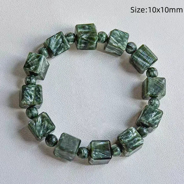 Green Seraphinite Cube Bracelet-ToShay.org