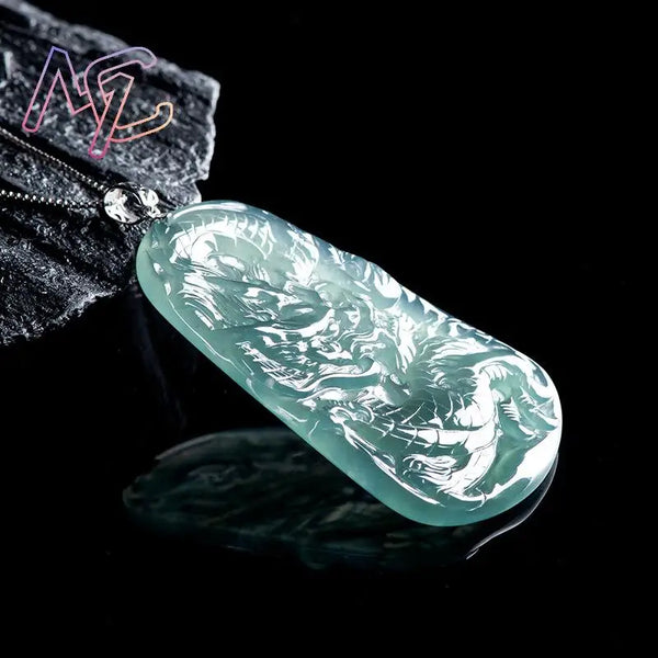 Blue Jadeite Dragon Pendant-ToShay.org