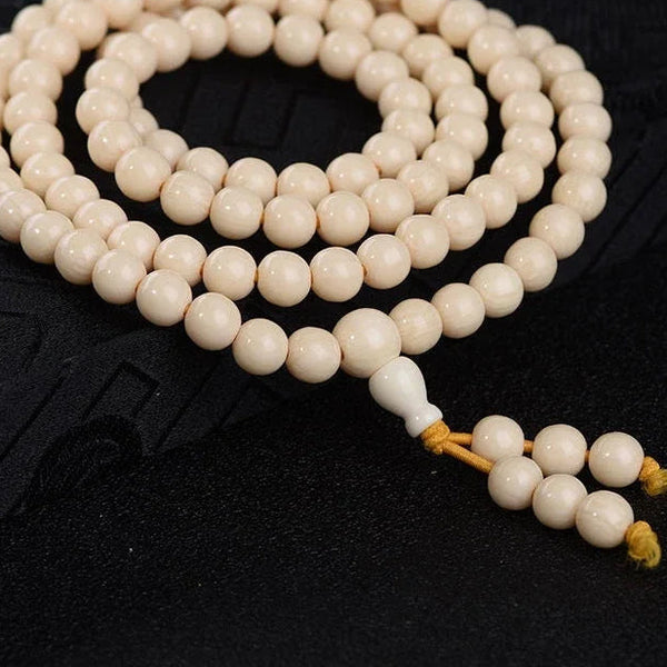 White Camel Bone Bead Mala-ToShay.org