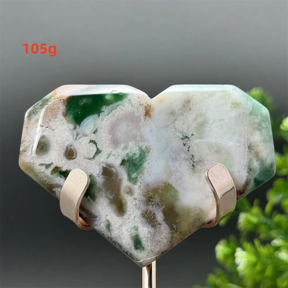 Green Cherry Blossom Agate Heart-ToShay.org
