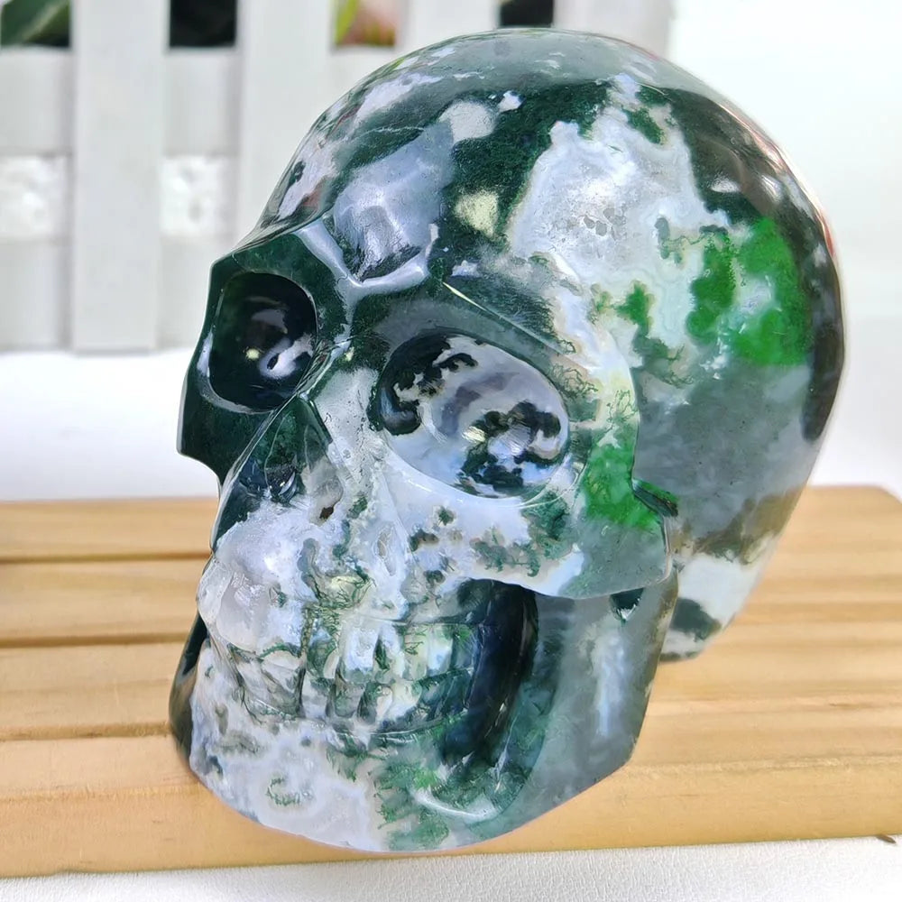 Green Moss Agate Skull-ToShay.org